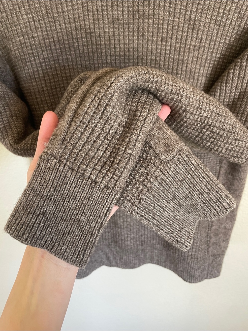 Muji Yak Hair Wool Ribbed Crewneck Sweater Taupe Women’s M Minimalist Natural - Picture 6 of 10
